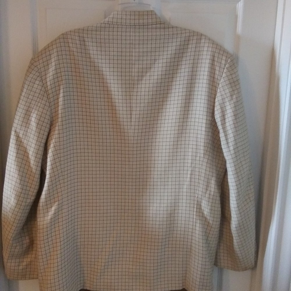 🔴Sold🔴Vintage Retro Goldish Tan and Cream Plaid Blazer - Picture 3 of 8